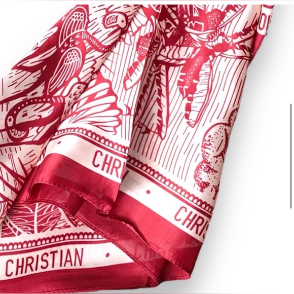 Printed RED/WHITE Scarf-Elegant - Picture 5 of 5